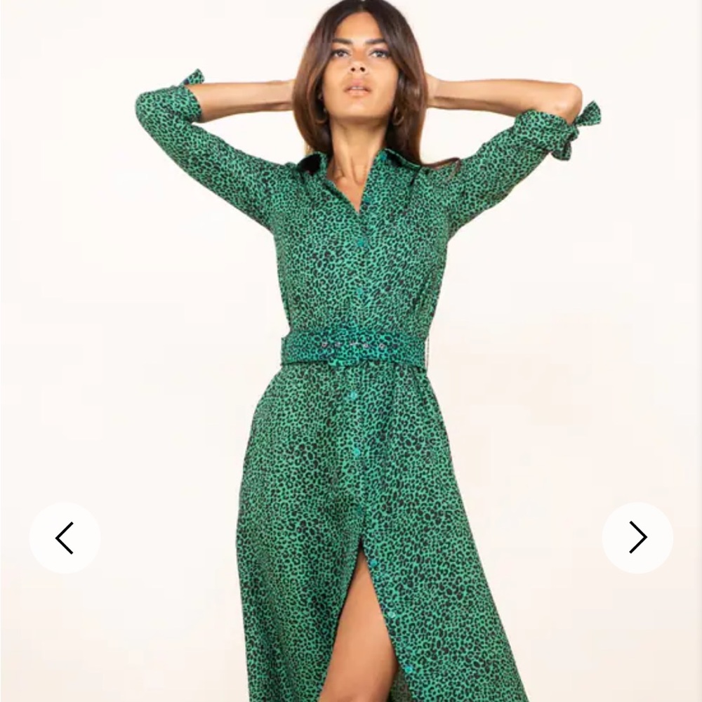 Dancing leopard green leopard dress size UK 8 (US 6/8) new with tags